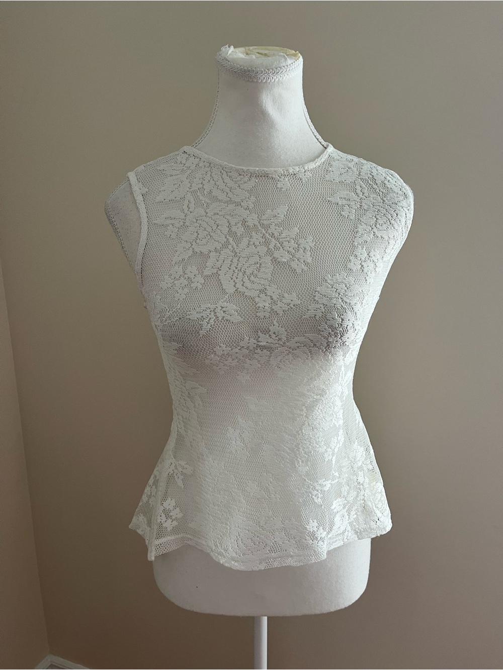 French Atmosphere Teal and White Lace Layered Tank